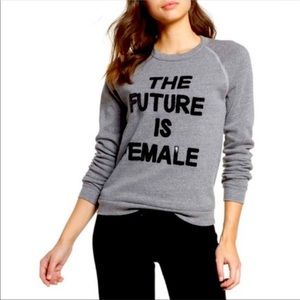 Bow & Drape The Future Is Female Sequin Detail Sweater, Medium